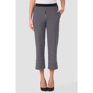 Joseph Ribkoff Striped Cropped Pull-On Pants Black White Slinky Knit Size 6‎